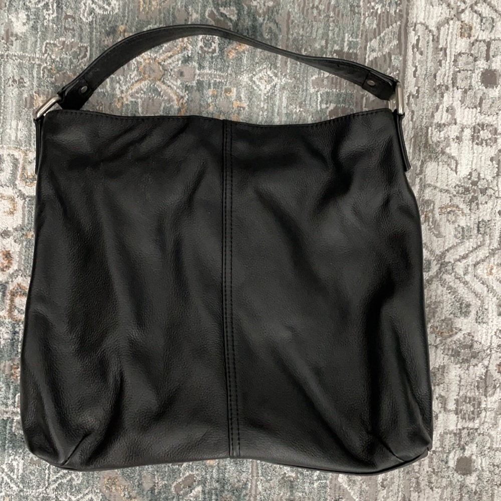 Ladies black leather purse, hobo bag